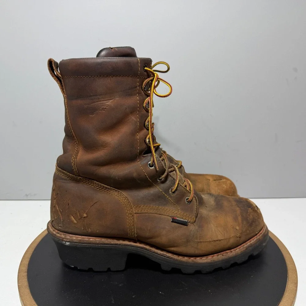 Red Wing Shoes 4420 Men 11.5 D Steel‎ Toe Work Boots Brown Leather Vibram